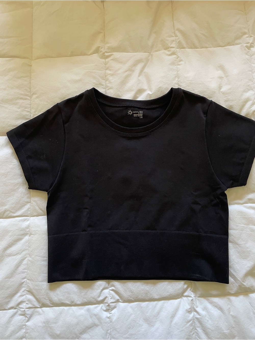 aerie Black Short Sleeve Crop Tee